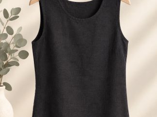 Top sans manches lin noir